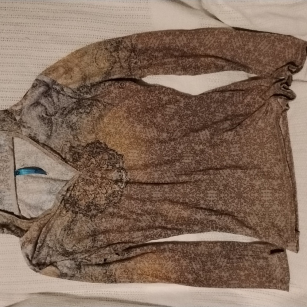 Brown Patterned Long Sleeve Top